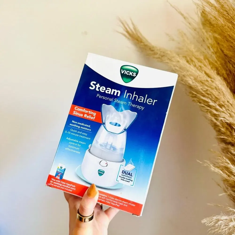 NEW VICKS White Clear Plastic Personal Steamer Steam Inhaler Desktop Portable